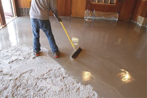 Concrete Floor Leveling, Self Leveling Floor, Concrete Floors Diy, Concrete Refinishing, Concrete Basement Floors, Concrete Repair Products, Leveling Floor, Alpha Phi Sorority, Concrete Patio Makeover