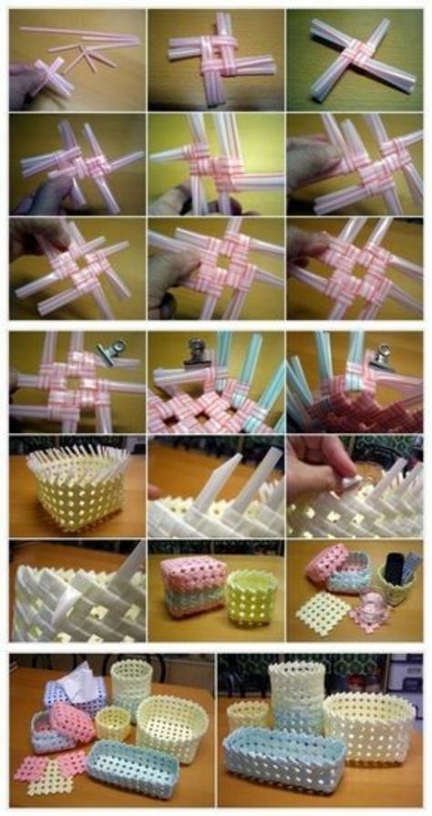 40 Repurposing Plastic Straw Crafts Ideas - Bored Art Plastic Straw Crafts, Diy Storage Containers, Straw Art, Diy Straw, Straw Crafts, Origami 3d, Diy Weaving, Plastic Bottle Crafts, Kraf Diy