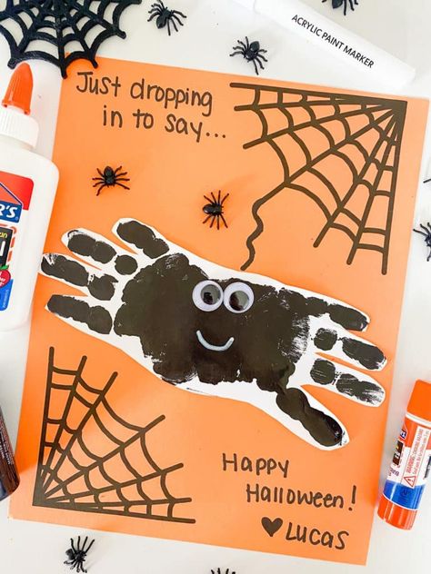 Spider Handprint Craft, Spider Crafts For Kids, Crafts For Kindergarten, Halloween Handprint Crafts, Halloween Handprint, Halloween Crafts Preschool, Infant Classroom, Spider Crafts, Halloween Crafts For Toddlers