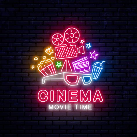 Cinema Neon Sign, Lights Out Movie, Wallpaper Cinema, Cinema Wallpaper, Movie Night Poster, Cinema Movie Theater, Cinema Sign, 3d Cinema, Cinema Design