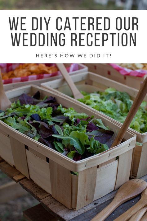 Wedding Wednesday: How We DIY Catered Our Own Wedding Reception - Kiss My Tulle Diy Wedding Dinner Food, Outdoor Bbq Wedding Reception, Wedding Buffet Ideas Inexpensive, Diy Wedding Dinner Ideas, Simple Outdoor Wedding Table Decor, Diy Reception Food, Make Your Own Wedding Food, Cheap Food Wedding Ideas, Diy Tables For Wedding Receptions