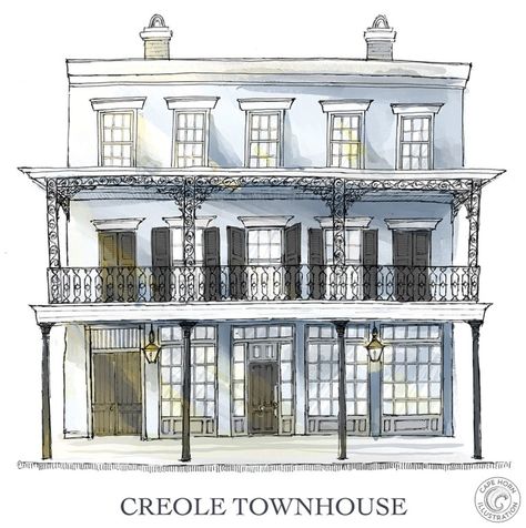 New Orleans House Plans, Creole Townhouse, New Orleans Houses, New Orleans Apartment, New Orleans Architecture, Creole Cottage, Shotgun House, Exterior Inspiration, New Orleans French Quarter