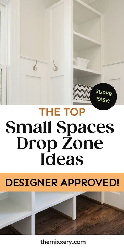 Looking for drop zone ideas to keep your entryway or mudroom organized? Check out these clever and practical drop zone organization ideas for small spaces. Say goodbye to clutter and hello to functionality with these smart solutions. Whether you need a spot for keys, mail, or shoes, these ideas will help you create an efficient and stylish drop zone. From wall-mounted organizers to multi-purpose furniture, there's something here for every space. Small Drop Zone Shelf, Organize Entryway Drop Zone, Family Drop Zone Small Spaces, Drop Zone Office Combo, Diy Drop Zone Small Spaces, Ikea Drop Zone Hacks, Drop Zone Wall Ideas, Modern Farmhouse Drop Zone, Tiny Drop Zone