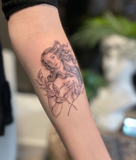 Antheia Goddess Tattoo, Venusian Tattoo, Venus Inspired Tattoo, Aphrodite Tattoo Goddesses, Venus Goddess Tattoo, Aphrodite Tattoo Simple, Venus Tattoo Goddess, Venus Tattoos, Afrodita Tattoo