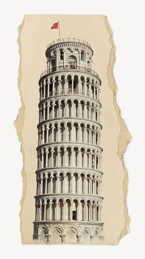 Leaning Tower, Italy landmark, ripped paper collage element | free image by rawpixel.com / Kappy Vintage Design For Scrapbook, Ripped Paper Collage, Instagram Story Wallpaper, Paper Rip, History Icon, Ripped Paper, Karakter Sanrio, Graphic Shapes Design, Vintage Png