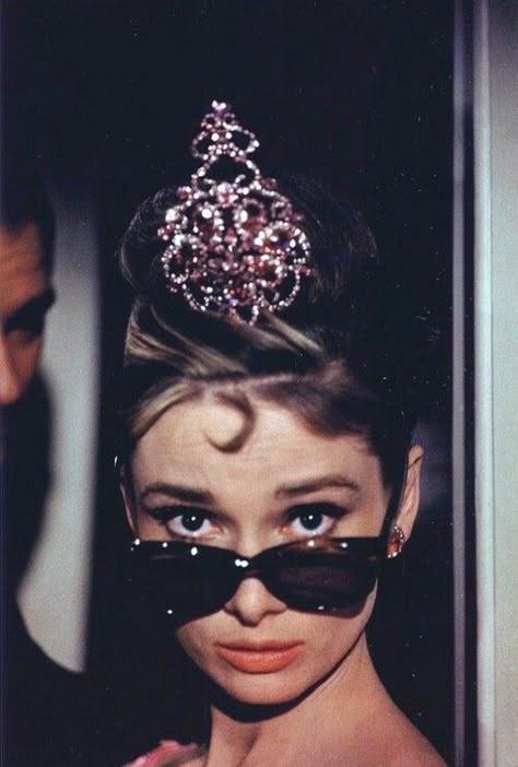 Audrey Hepburn Holly Golightly, Breakfast At Tiffanys, Audrey Hepburn, Tiara, A Woman, Sunglasses, Breakfast At Tiffany's