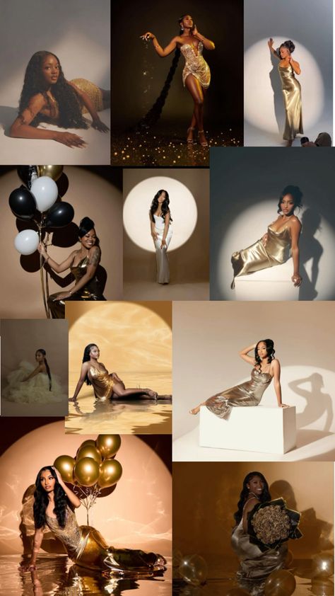 Red Carpet Theme Photoshoot, Metallic Birthday Photoshoot, 25th Photoshoot Ideas Black Women, Creative Photoshoot Outfits, Eating Diamonds Photoshoot, Ballon Photoshoot Ideas Black, 30th Birthday Photoshoot Themes, Birthday Photoshoot Brown Background, Celebrity Birthday Outfits