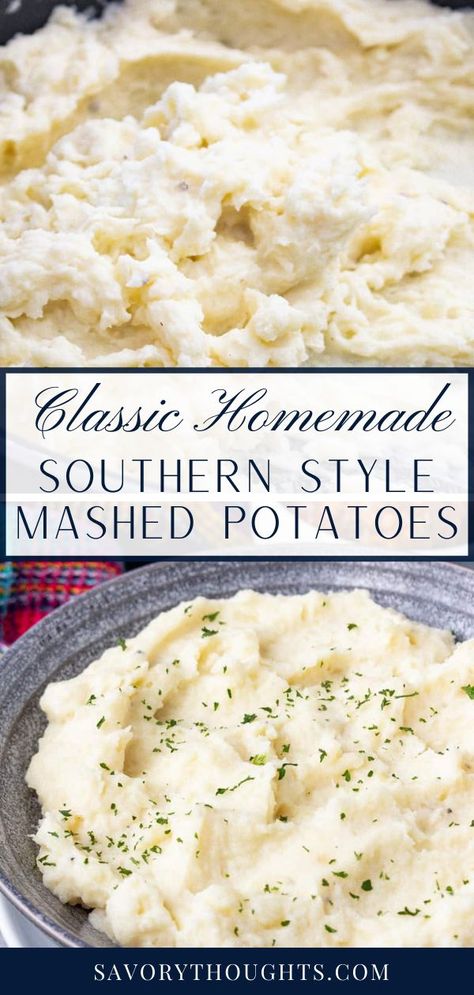 Simple, budget-friendly and one of the ultimate comfort foods, Southern Mashed Potatoes deserve a place at dinner time. Thanksgiving Diner, Southern Recipe, Homemade Mashed Potatoes, Delicious Appetizers, Southern Recipes Soul Food, Diner Recept, Thanksgiving Food Desserts, Dinner Meal, Comfort Food Southern