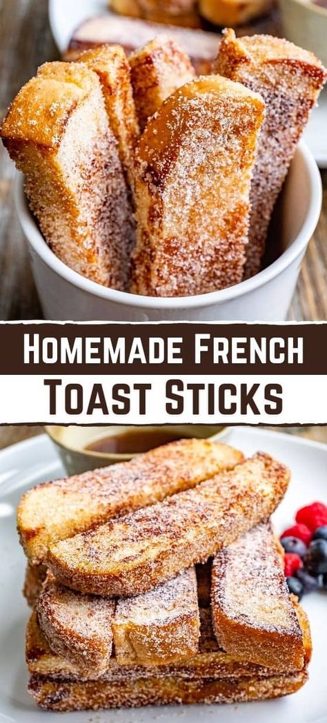 Homemade French Toast Sticks French Toast To Go, Meal Prep French Toast Sticks, French Sticks Recipe, Easy Morning Recipes, Homemade Easy Breakfast, Cinnamon French Toast Sticks Recipe, How To Make Good French Toast, French Toast Homemade, French Toast Sticks Oven