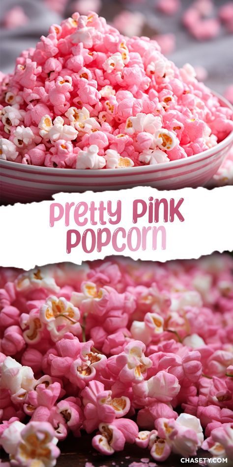 Pink Popcorn [20 Minutes] – Chasety Food Coloring Popcorn, Pink Party Snacks, Pink Popcorn Recipe, Pink Party Foods, Popcorn Recipes Easy, Pink Snacks, Pink Treats, Pink Popcorn, Birthday Snacks