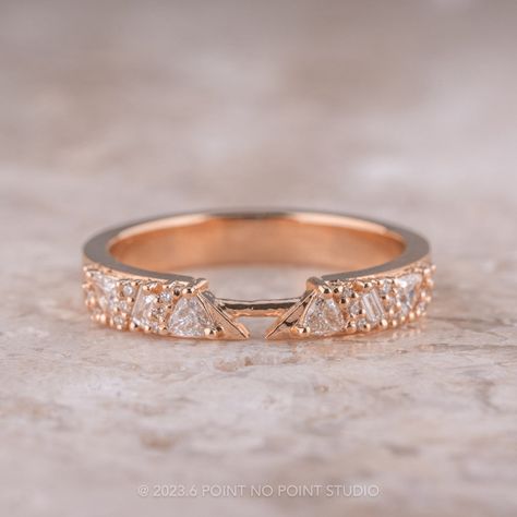 Diamond Wedding Cuff, Stardust Setting, 14K Rose Gold Bypass Wedding Band, Ring Pairings, Art Nouveau Wedding Band, Engagement Ring Stone, Magical Ring, Open Wedding Band, Art Nouveau Weddings, Engagement Ring Pictures, Trillion Diamonds