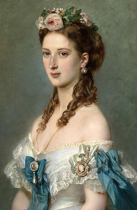 Alexandra of Denmark, Princess of Wales by Franz Xavier Winterhalter Princess Alexandra Of Denmark, Franz Xaver Winterhalter, Era Victoria, Alexandra Of Denmark, Royal Collection Trust, Victorian Paintings, Queen Alexandra, Flowers In Her Hair, Princess Alexandra