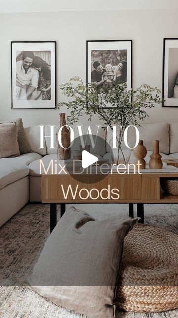 Sarah Ames | Attainable Home Design on Instagram: "Save this post- how to mix and match woods! I’m asked this question ALL the time. It doesn’t have to be complicated, sticking to the same undertone (warm, cool or neutral tones) is the simplest way to ensure your various wood colours will look cohesive.

If you’re looking to redesign your space, I’d love to help you! Send me a message, email or click on the link in my bio named Design Services.
.
.
.
.
.
.
.
#interiordesigntips #designtips #designtip #interiordecorating #interiordecoratingtips #interioredesign #torontodesigner #hometips #stylingtips #homedesigntips #decortips #wooddesign" Matching Different Wood Tones, Mixing Woods In Living Room, Mix Wood Tones Living Room, Different Wood Tones In One Room, Dark And Light Wood Furniture Mixing, How To Mix Wood Tones In A Room, Mixed Woods Living Room, Mixing Wood Tones Living Room, Mixed Wood Living Room