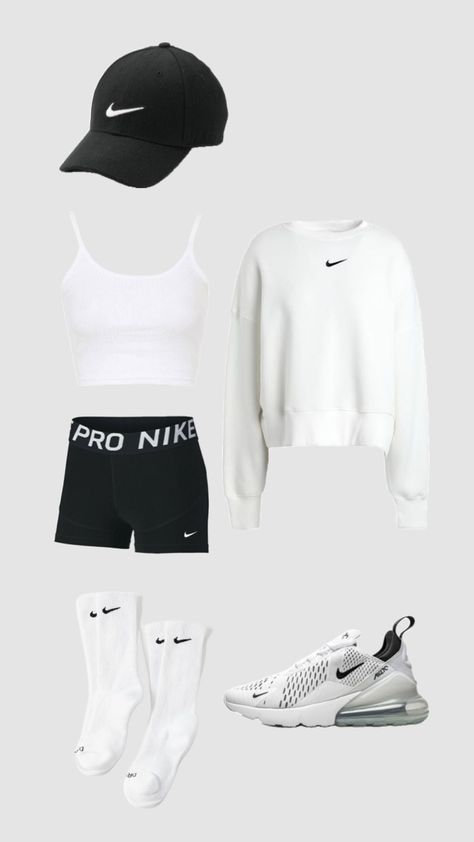 Outfits To Wear With Nike Pros Shorts, Pro Nike Outfit, Nike Outfit Inspo Women, Styling Nike Pros, Nike Clothing Women Outfits, Nike Pro Shorts Outfit Casual, Nike Outfits Women, Nike Fall Outfit, Nike Pro Shorts Outfit School