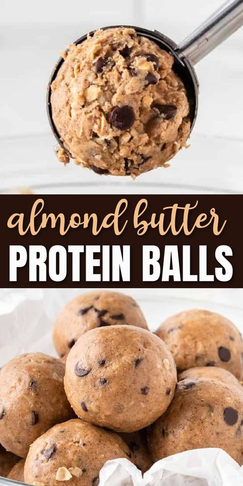 Almond Butter Protein Balls, Almond Butter Energy Balls, Almond Butter Snacks, Vanilla Protein Shake, Chocolate Protein Balls, Protein Balls Healthy, Almond Butter Recipes, Bar Snacks, Healthy Cookie Dough