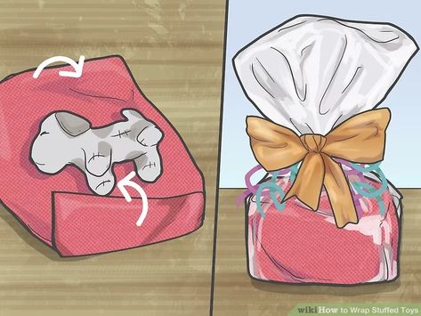 Gift Wrapping Soft Toys, Gift Wrap Stuffed Animal, How To Wrap A Soft Toy, How To Wrap A Plush Toy, Wrap Stuffed Animals Gift, How To Wrap A Stuffed Animal, Small Soft Toys, Large Stuffed Animals, Small Stuffed Animals