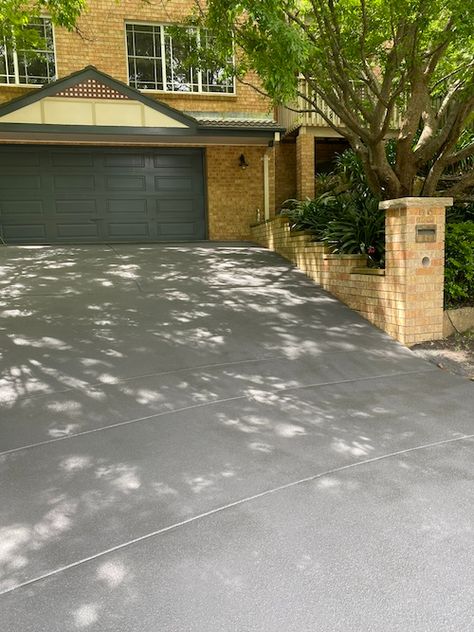 Concrete Resurfacing Front Porch, Staining Concrete Driveway, Painting Driveway Concrete, Resurface Concrete Driveway, Concrete Resurfacing Driveways, Resurfaced Concrete, Concrete Patio Resurfacing, Concrete Driveway Sealer, Retro Bungalow