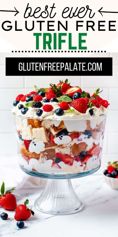 Gluten Free Trifle, Dairy Free Trifle, Gluten Free Truffles, Cake Berries, Christmas Trifle Recipes, Gluten Free Pudding, Gluten Free Lemon Cake, Gluten Free Strawberry Shortcake, Trifle Dessert Recipes