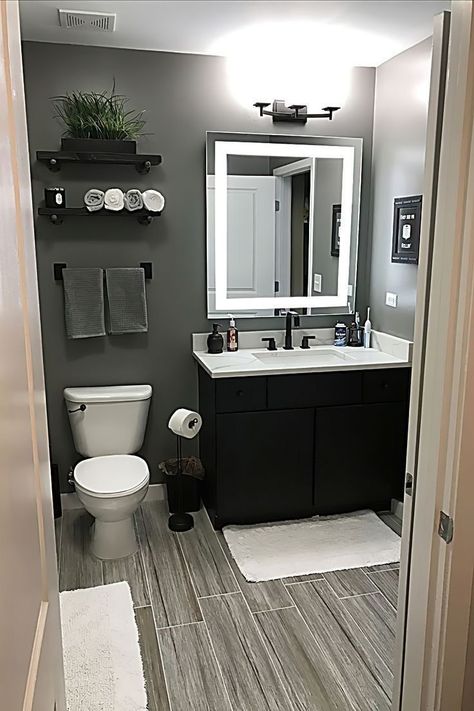 Minimalist Small Bathrooms, Makeover Kamar Mandi, Bilik Air, Bad Inspiration, Restroom Decor, Bathroom Decor Apartment, Brown Bathroom, Bathroom Color, Fantasy Homes