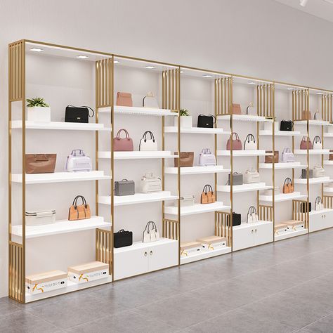 High Quality Customized Modern Metal Bag Shelves Bags Display Showcase Boutique Stainless Steel Led Shoe Shelf https://m.alibaba.com/product/1600780601310/High-Quality-Customized-Modern-Metal-Bag.html?__sceneInfo={"cacheTime":"1800000","type":"appDetailShare"} Island Display, Shoe Storage Design, Display Shelf Design, Shoe Store Design, Store Shelves Design, Shop Shelving, Retail Store Interior Design, Display Counter, Store Design Boutique