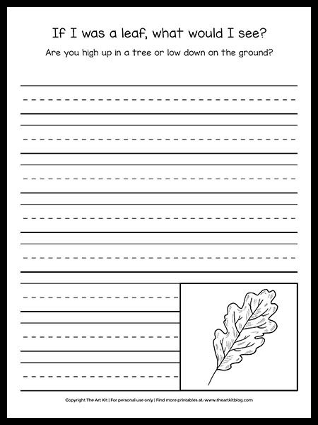 Creative Writing Prompt Printable: If I Was a Leaf (Free Download!) - The Art Kit Leaf Writing Activities, Pictures For Writing Prompts, Prompt Pictures, September Writing Prompts, Exercise For Children, Fall Writing Prompts, Printable Writing Prompts, Fall Writing Activities, November Writing