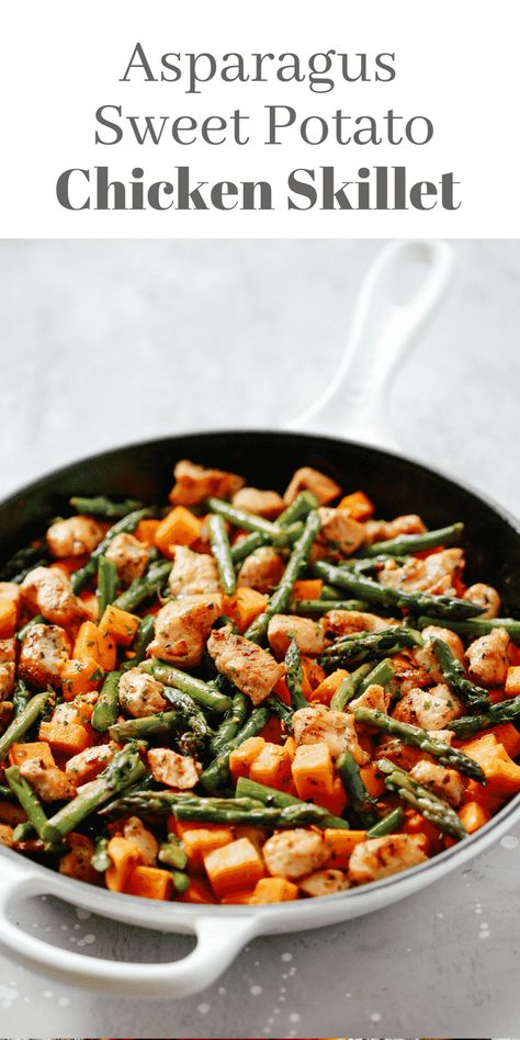 Sweet Potato Chicken Skillet, Sweet Potato Green Beans, Sweet Potato Chicken, Potato Chicken, Chicken Skillet Recipes, Chicken Skillet, Chicken Sweet Potato, Skillet Meals, Skillet Chicken