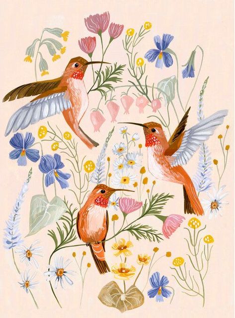 Hummingbirds Art, Rae Ritchie, Bel Art, Art Mignon, Gouache Illustrations, Hummingbird Art, Art Et Illustration, Art And Illustration, Hummingbirds