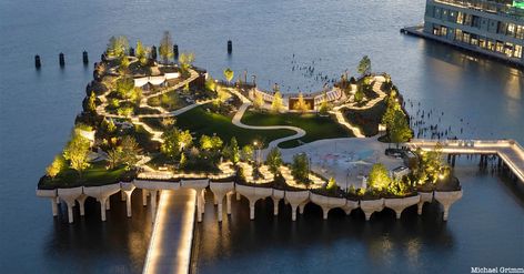 First Look at Little Island Open Today! - Untapped New York Hudson River Park Nyc, Hudson River Park, Little Island Nyc, City On Water, Thomas Heatherwick, Park River, Meatpacking District, Nyc Park, One World Trade Center