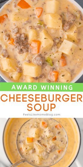 Cheese Burger Soup Recipes, Homemade Soup Recipe, Cheeseburger Soup, Crockpot Soup Recipes, Delicious Soup Recipes, Soup Recipes Slow Cooker, Soup Dinner, Soup And Sandwich, Vegan Soup