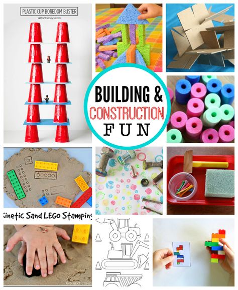 Fun with Building and Construction - Awesome ideas for preschoolers this summer! // One Lovely Life Construction Summer Camp Ideas, Construction Theme Preschool, Preschool Construction, Unusual Houses, Construction Unit, Kids Building, Study Images, Building Crafts, Preschool Stem