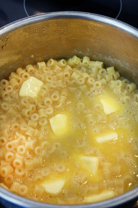 Broth And Noodle Soup, Soup With Few Ingredients, Cheesy Noodle Soup, Double Noodle Soup, Soup With Elbow Noodles, Noodles In Broth, Pasta And Chicken Broth Recipes, Pasta In Chicken Broth, Fun Dishes To Bring To A Party