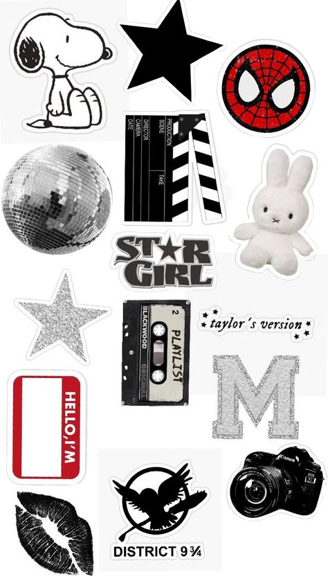 Phone Cover Stickers, Clear Phone Case Design, Weird Stickers, Scrapbook Printing, Iphone Case Stickers, Collage Phone Case, Black Stickers, Phone Stickers, Diy Phone Case