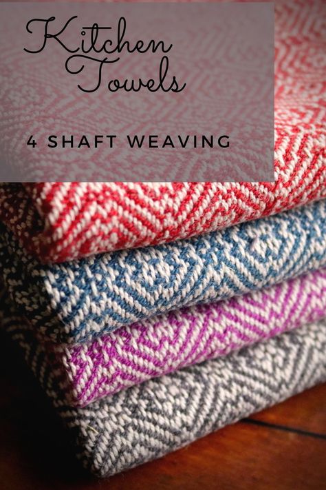 Weaving Projects Beginners, Hand Weaving Patterns, Weaving Towels Free Pattern, Weaving Projects Ideas, Floor Loom Weaving Projects, 4 Shaft Weaving Patterns, Weaving Tea Towels Patterns, Weaving Dish Towels, Weaving Tea Towels