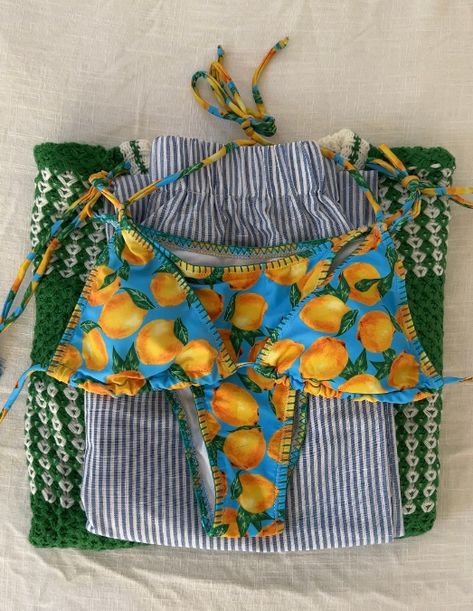 Allover fruit print, back tie closure, high leg cheeky design.
Unique texture material, triangle cup with removable padded.
Cheeky swimming suit are perfect for summer swimwear, beachwear, party, vacation, swimming, diving, SPA, tropical vacation#ad Triangle Halter Top, Suit Clothing, Exotic Holiday, Vintage Swimsuit, Summer Swimwear, Beach Cottage Style, Swimming Diving, Lemon Print, Fruit Print