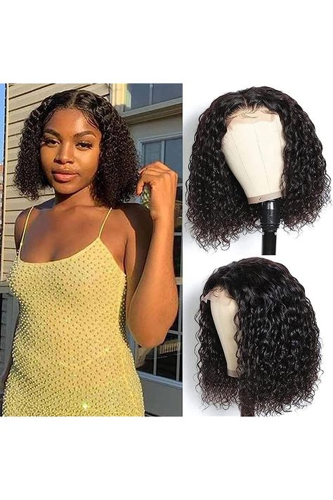 Beaushine 10inch Short Wet and Wavy Bob Wigs Human Hair Water Wave Curly Lace Front Wig Human Hair 4x4 Middle Part Glueless Wigs Human Hair Pre Plucked Wavy Human Hair Wigs for Women 150% Density Wet And Wavy Bob, Wavy Lace Front Wigs, Water Wave Wig, Hair Wigs For Women, Wave Wig, Curly Lace Front Wigs, Wavy Bobs, Wig Human Hair, Short Wavy