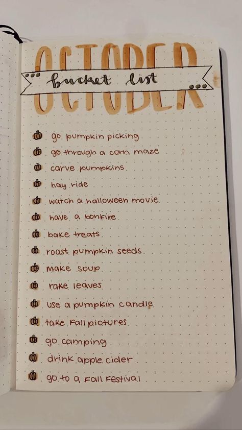 Journal Ideas Templates, Bucket List Bullet Journal, October Bucket List, Journal Ideas Bullet, Ideas Bullet Journal, Bullet Journal October, Monthly Tracker, Bullet Journal Work, Organizator Grafic