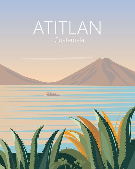 134 Likes, 3 Comments - CaravanstudioDesigns (@caravanstudiodesigns) on Instagram: “Homeland Guatemala lake atitlan By @caravanstudiodesigns  Lake Atitlán is a body of water in a…” Guatemala Travel, Lake Atitlan, Modern Canvas Art, Vintage Travel Poster, Lake Landscape, Landscape Poster, City Travel, Vintage Travel Posters, Wall Art Canvas Prints