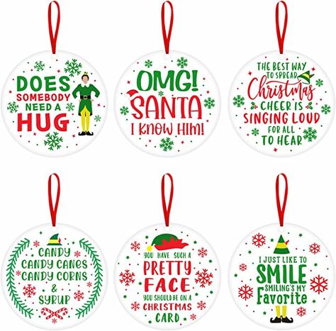 Amazon.com: Buddy The Elf Christmas Ornaments, 6 Pcs Funny Elf Holiday Tree Hanging Ornaments, Christmas Movie Collection Elf Merchandise Gift, Cute Christmas Home Decorations, Novelty Xmas Gifts for Women Men : Home & Kitchen Buddy The Elf Christmas Ornaments Diy, Buddy The Elf Tree Decorations, Christmas Movies Ornaments, Elf Movie Ornaments, Elf Christmas Ornaments Diy, Elf Christmas Decorations Diy, Diy Elf Movie Decorations, Buddy The Elf Christmas Card, Buddy The Elf Themed Christmas Tree