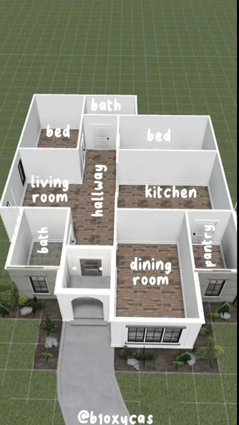 Small House Design Bloxburg Layout, Simple Sims House Layout, Small House Floor Plans Bloxburg, House Design Layout Bloxburg, 1 Level Bloxburg House Layout, Bloxburg One Story Layout Ideas, Blockburg Layouts 2 Story, Tiny Home Layout Bloxburg, Simple 1 Story Bloxburg House