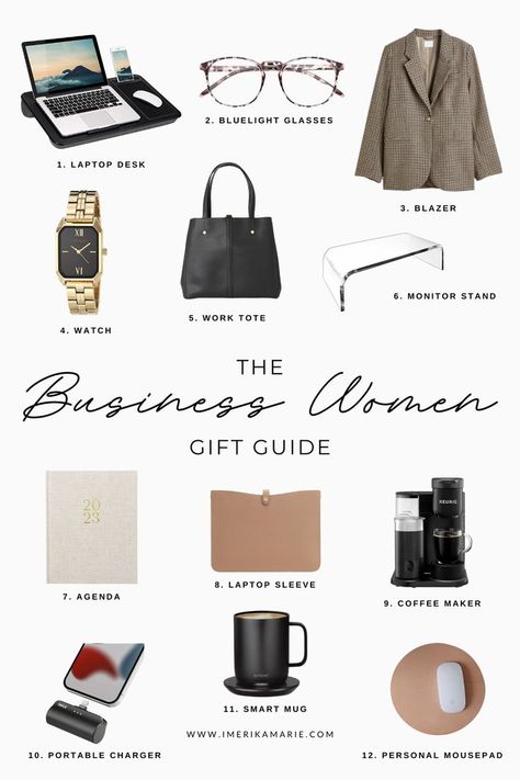 christmas gift ideas Gifts For Business Woman, Gifts For Business Owners, Bissness Woman, Office Essentials Women, Business Student Aesthetic, Woman Essentials, 2023 Christmas Gifts, Study Gifts, Business Woman Aesthetic