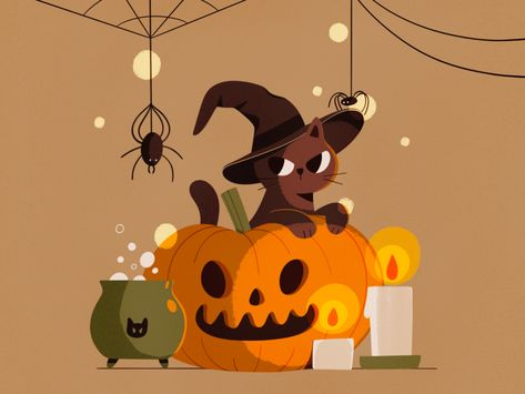 Halloween Illustrations Cute, Spooky Halloween Illustration, Cute Art Halloween, Cute Halloween Artwork, Halloween Decorations Illustration, Halloween Little Drawings, Spider Illustration Cute, Halloween Cute Illustration, Halloween Vector Illustration