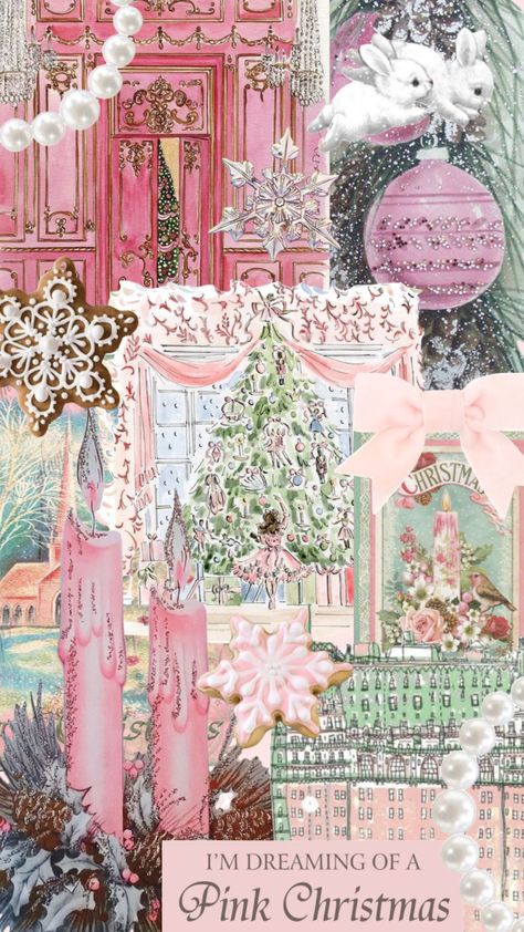 Cute Christmas Wallpaper Collage, Aesthetic Xmas Wallpaper, Coquette Christmas Wallpaper, Pinkmas Aesthetic, Pink Christmas Aesthetic Wallpaper, Christmas Wallpaper Aesthetic Pink, Christmas Wallpaper Pink, Christmas Backgrounds Aesthetic, Pink Christmas Wallpaper