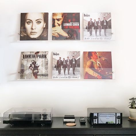 Acrylic wall rack to collect Vinyls well😎also a home decor Wall Mounted Vinyl Record Storage, Record Shelf Wall, Record Shelves, Acrylic Wall Shelf, Vinyl Record Shelf, Record Shelf, Vinyl Record Wall, Record Holder, Vinyl Storage