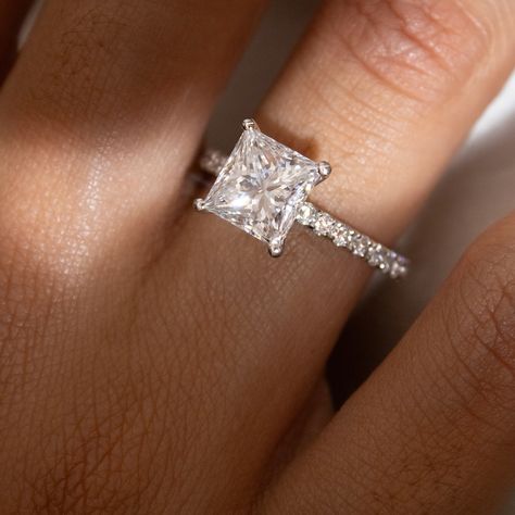 Square Silver Wedding Ring, Round Square Engagement Ring, Square Diamond Ring Engagement, Square Engagement Rings With Band, Square Rings Engagement, Square Diamond Engagement Rings, Square Cut Engagement Ring, Engagement Rings Square, Square Cut Diamond Ring