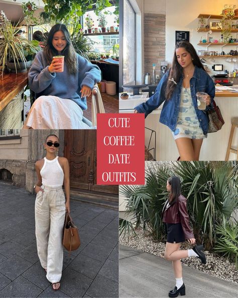 27 Coffee Date Outfit Ideas For A Casual First Meetup - ljanestyle Evening Coffee Date Outfit, Coffee Date Ideas Outfit, What To Wear On A Coffee Date, First Coffee Date Outfit, Lunch Date With Friends Outfits, Morning Coffee Date Outfit, First Date Casual Outfit, Pizza Date Outfit, Coffee Date Outfit Spring