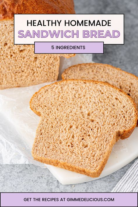 Easy Healthy Sandwich Bread Recipe, Homemade Wheat Sandwich Bread, Healthy Sandwich Bread Recipe, Healthy Sandwich Bread, Basic Sandwich Bread Recipe, Easy Sandwich Bread No Mixer, Thrifty Homemade Sandwich Bread, Whole Wheat Sandwich Bread Recipe, Soft Loaf