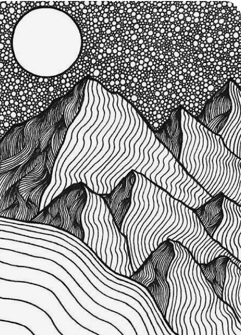 Art For Fifth Grade, Zen Doodles Ideas, Simple Pen Drawings Doodles, Pen Art Doodle Creative, Pen Patterns Doodles, Line Artwork Pattern, Line Art Zentangle, Fine Point Pen Drawings, Zentangle Landscape Line Drawings