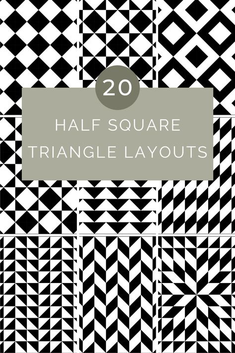 The Half Square Triangle block is one of the most popular quilt blocks. This simple block can be arranged in endless ways to create unique quilt designs. The designs in this post were created using 80 Half Square Triangles (2 charm packs) and arranging them in an 8 x 10 grid. Create your own designs... Quilt Half Square Triangle, Half Square Triangle Blocks Free Pattern, Modern Charm Pack Quilt Patterns, Half Square Triangle Designs, Half Square Triangle Layouts, Half Rectangle Triangle Quilt, Mid Century Modern Quilts Ideas, Modern Hst Quilt Patterns, Half Triangle Squares