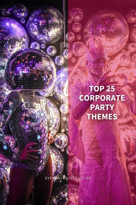 Make your next event stand out with our Top 30 Corporate Party Themes! From 007 James Bond to Underwater Theme and Alice in Wonderland! Check out our top themes! Gala Party Theme Ideas, Themes For Corporate Events, Corporate Party Themes Events, Best Party Themes For Adults, Corporate Theme Party, Office Party Ideas Themes, Corporate Party Theme Ideas, Fundraising Gala Themes, Corporate Themed Events Ideas