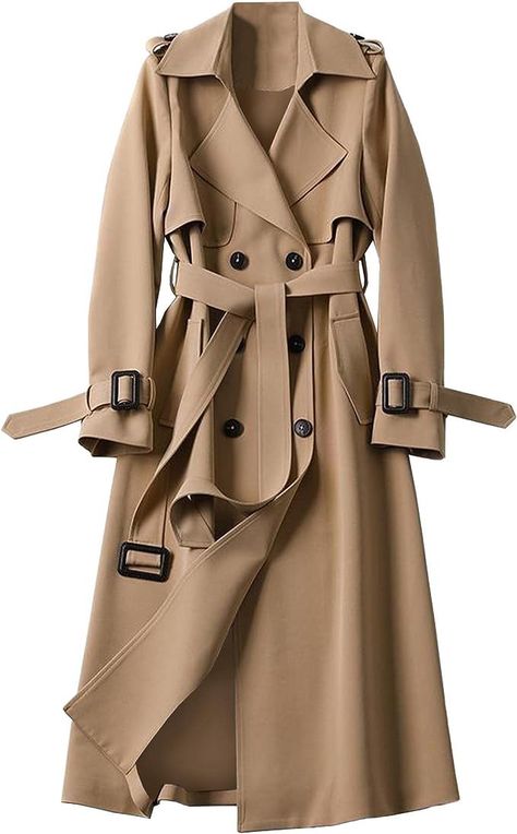 #trench #coat #wardrobe #essential Trent Coat, Double Breasted Trench Coat, Long Sleeve Outerwear, Long Trench, Long Trench Coat, Belted Trench Coat, Outwear Jackets, Coat Design, Trench Coats Women